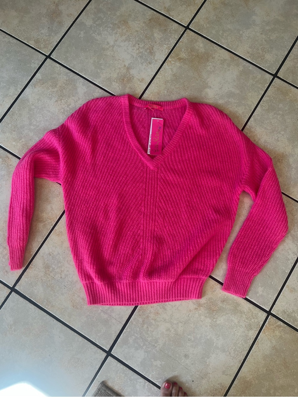 Lilly Pulitzer Hot Pink V-Neck Sweater